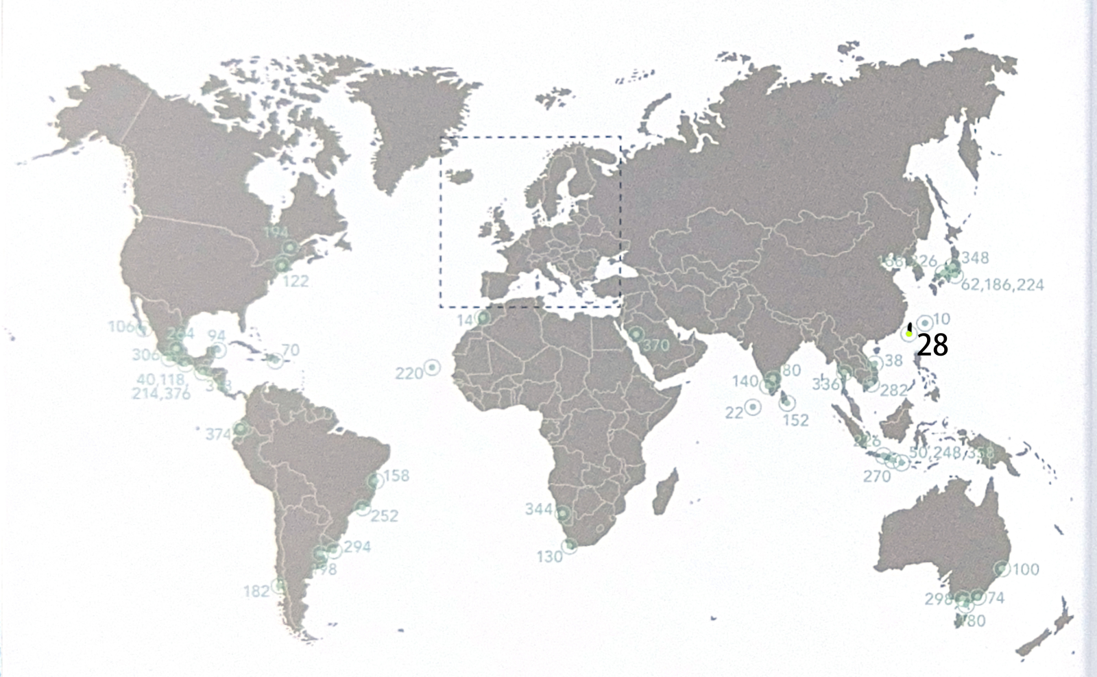 Where Architects Stay Around the World world map, with Wandering Walls as the only property featured from Taiwan